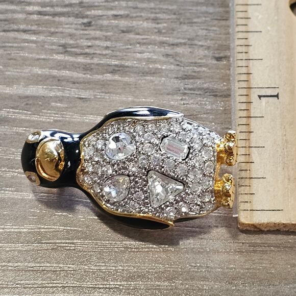 Swarovski Crystal Penguin Brooch with Gold Details - Picture 4 of 7